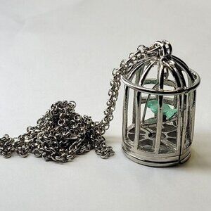 Bird In A Cage Pendant Necklace
